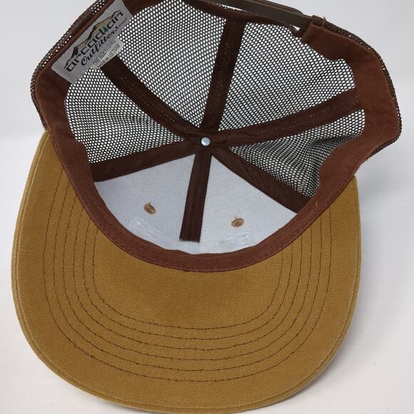 American Flag Snapback Trucker Hat Brown OS Adjustable Mesh Arcadian Outfitters - Picture 7 of 9